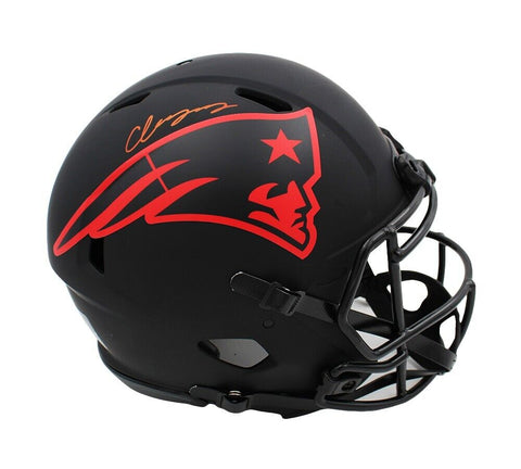 Christian Gonzalez Signed New England Patriots Speed Authentic Eclipse Helmet