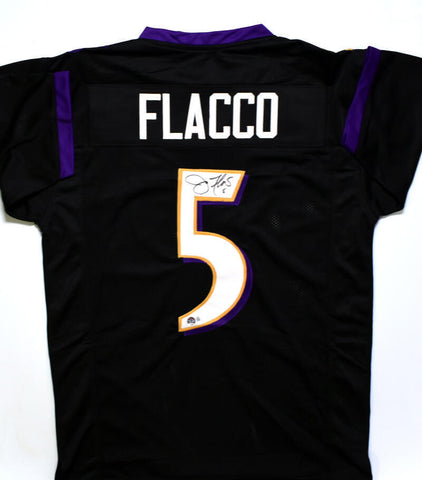 Joe Flacco Autographed Black Pro Style Jersey-Beckett W Hologram *Black