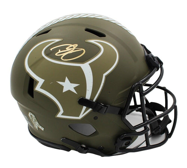 Dalton Schultz Signed Houston Texans Speed Authentic Salute to Service Helmet