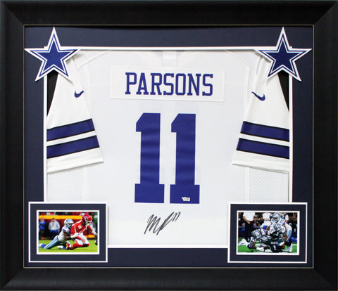Cowboys Micah Parsons Authentic Signed White Nike Game Framed Jersey Fanatics