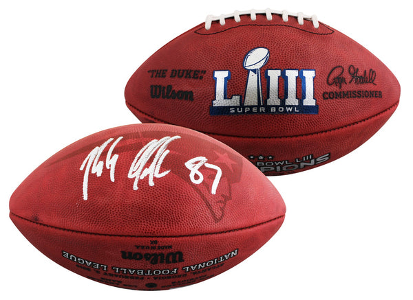 Patriots Rob Gronkowski Signed SB LIII Logo Wilson "Duke" Football BAS Witnessed