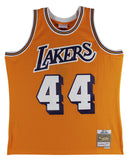 Lakers Jerry West "3x Inscribed" Signed Yellow M&N HWC Swingman Jersey BAS
