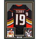 Framed Autographed/Signed Troy Terry 35x39 Anaheim Black Jersey Beckett BAS COA