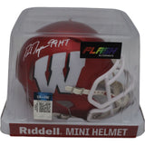 Ron Dayne Autographed/Signed Wisconsin Badgers Mini Helmet 99 HT Beckett 46948