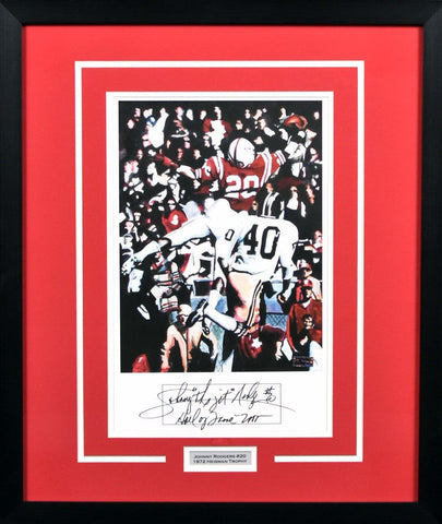 JOHNNY RODGERS SIGNED NEBRASKA CORNHUSKERS 11x14 FRAMED PHOTO W/ JET