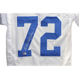 Ed Too Tall Jones Autographed/Signed Pro Style White Jersey Beckett 42614