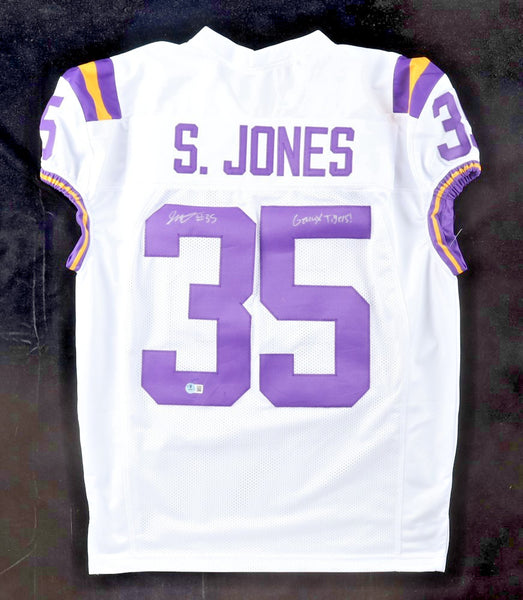 Sai'vion Jones Signed LSU Tigers Pro Cut Jersey Inscribed "Geaux Tigers"/Beckett