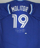 Blu Jays PAUL MOLITOR Signed Custom Replica Blue Jersey AUTO w/ 93 WS MVP -JSA