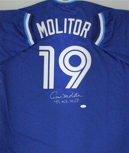 Blu Jays PAUL MOLITOR Signed Custom Replica Blue Jersey AUTO w/ 93 WS MVP -JSA