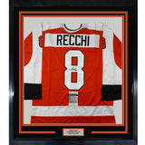 Framed Signed Mark Recchi 35x39 Philadelphia Orange Jersey JSA COA