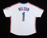 Mookie Wilson Signed New York Mets Jersey Inscribd "It Goes Through Buckner" PSA