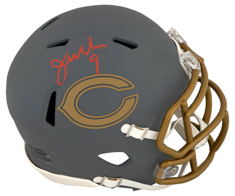 Jim McMahon Signed Chicago Bears SLATE Riddell Speed Mini Helmet -(SCHWARTZ COA)