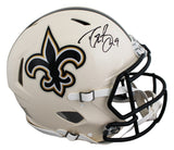 Saints Drew Brees Signed Retro Full Size Speed Proline Helmet W/ Case BAS Wit