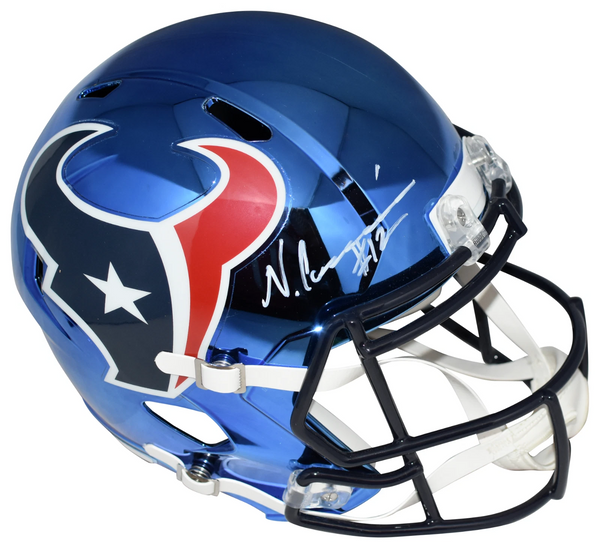 NICO COLLINS AUTOGRAPHED HOUSTON TEXANS CHROME FULL SIZE SPEED HELMET BECKETT