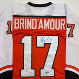 Autographed/Signed Rod Brind'Amour Philadelphia Orange Hockey Jersey Beckett COA