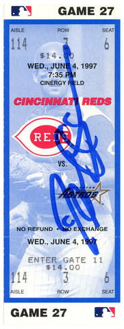 Deion Sanders Signed Cincinnati Reds 6/4/1997 vs Astros Ticket BAS 37201