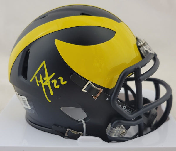 TY LAW SIGNED MICHIGAN WOLVERINES SPEED MINI HELMET BECKETT QR COA