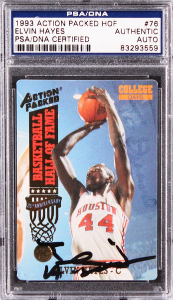 Houston Elvin Hayes Authentic Signed 1993 Action Packed HOF #76 Card PSA Slab