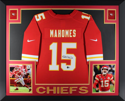Patrick Mahomes Autographed Kansas City Chiefs Nike Game Framed Jersey Beckett B
