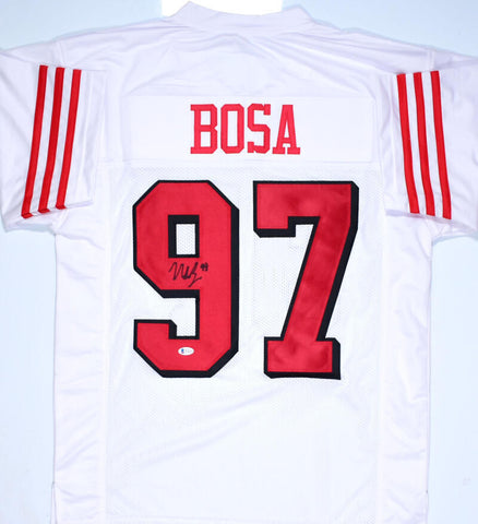 Nick Bosa Autographed White Color Rush Pro Style Jersey- Beckett W *Black *9
