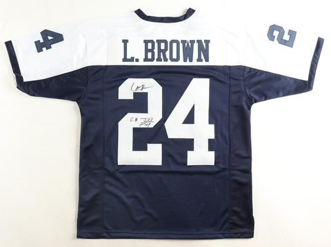Larry Brown Signed Dallas Cowboys Throwback Jersey Inscribed "S.B. XXX (JSA COA)