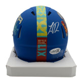 Landon Dickerson Eagles Autographed SB LIX Blue Football Mini Helmet JSA 209877