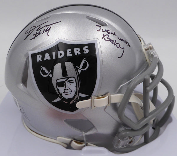 DJ D.J. Turner Autographed Raiders Mini Helmet Just Win Baby Beckett 2W133361