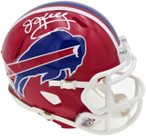 JIM KELLY AUTOGRAPHED BILLS 1987-01 THROWBACK RED MINI HELMET BECKETT 241391