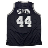 Autographed/Signed George Gervin San Antonio Black Jersey Beckett BAS COA