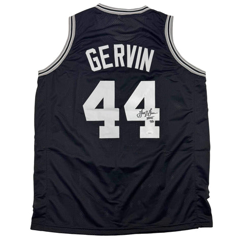 Autographed/Signed George Gervin San Antonio Black Jersey Beckett BAS COA
