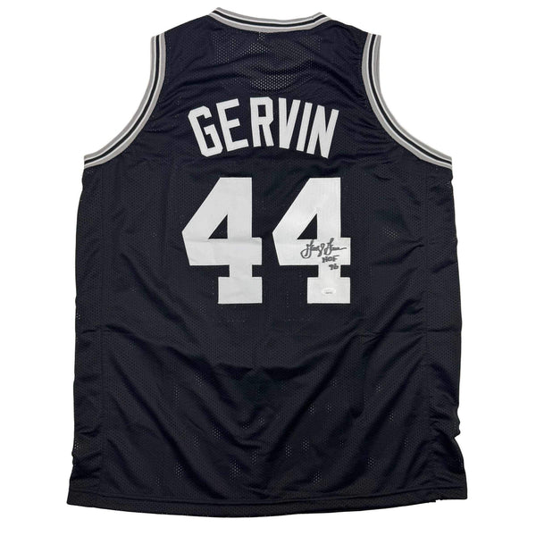 Autographed/Signed George Gervin San Antonio Black Jersey Beckett BAS COA