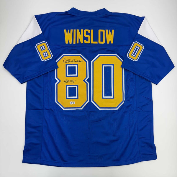 Autographed/Signed Kellen Winslow HOF 95 San Diego Chargers Blue Jersey BAS COA