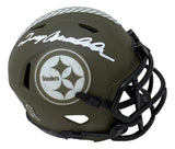 Terry Bradshaw Signed In White Steelers Salute To Service Mini Speed Helmet BAS