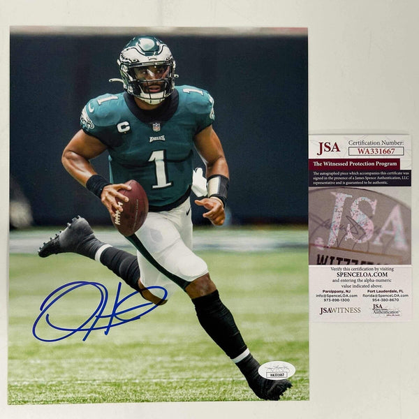 Autographed/Signed Jalen Hurts Philadelphia Eagles 8x10 Football Photo JSA COA 2