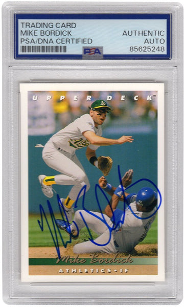 Mike Bordick Signed A's 1992 Upper Deck Baseball Trading Card #189  (PSA Enc...