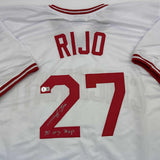Autographed/Signed Jose Rijo 90 WS MVP Cincinnati White Jersey Beckett BAS COA