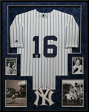 FRAMED SUEDE WHITEY FORD AUTOGRAPHED SIGNED NEW YORK YANKEES JERSEY PSA COA