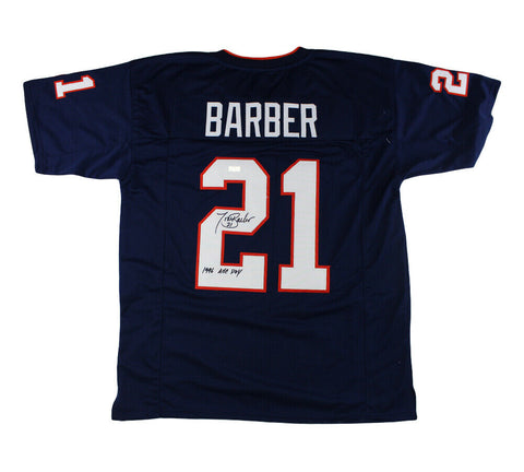 Tiki Barber signed Cavaliers Custom Navy Blue Jersey-1996 ACC POY