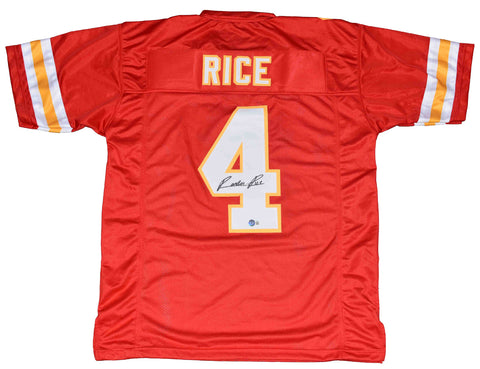 RASHEE RICE SIGNED AUTOGRAPHED KANSAS CITY CHIEFS #4 RED JERSEY BECKETT