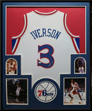 FRAMED PHILADELPHIA 76ERS ALLEN IVERSON AUTOGRAPHED SIGNED JERSEY JSA COA