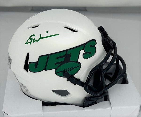 NY Jets Rookie of the Year GARRETT WILSON Signed LUNAR Mini Helmet AUTO - BAS