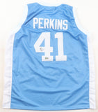 Sam Perkins Signed North Carolina Tar Heels Jersey (Beckett) 1984 1st Round Pick