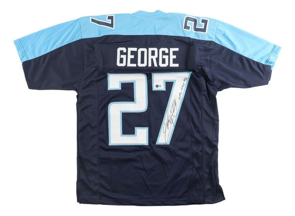 Eddie George Tennessee Signed Navy Blue Football Jersey NFL ROY 96 BAS