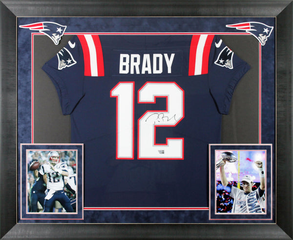 Patriots Tom Brady Authentic Signed Navy Blue Nike Elite Framed Jersey Fanatics