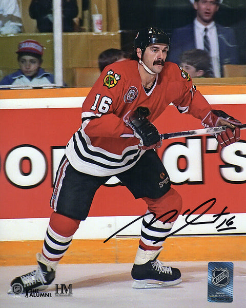 Michel Goulet Signed Chicago Blackhawks Red Jersey Action 8x10 Photo - (SS COA)