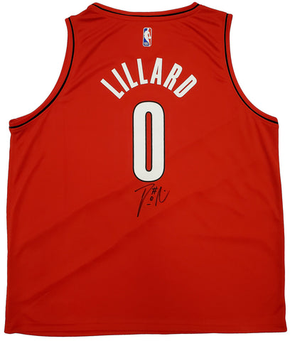 TRAIL BLAZERS DAMIAN LILLARD AUTOGRAPHED RED FANATICS JERSEY XXL BECKETT 196414