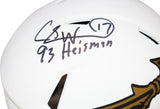 Charlie Ward Autographed FSU Seminoles Lunar Mini Helmet Beckett 40671