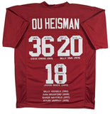 OU Heisman (3) Sims, White & Owens Signed Signed Maroon Pro Style Jersey BAS Wit