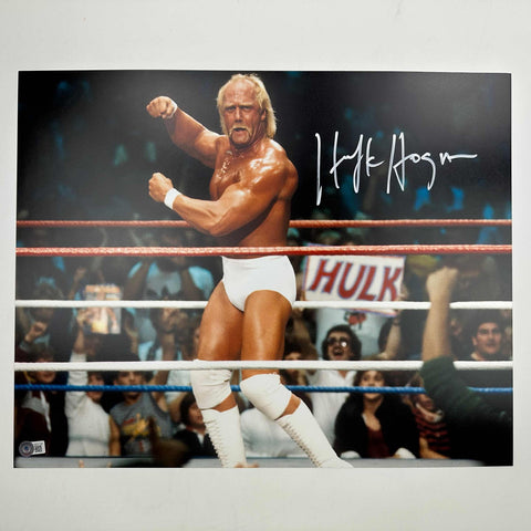 Autographed/Signed Hulk Hogan 16x20 WWE WWF Hulkamania Photo Beckett BAS COA #9