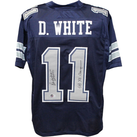 Danny White Autographed Pro Style Size XL Blue Jersey SB Champs. Beckett 44382